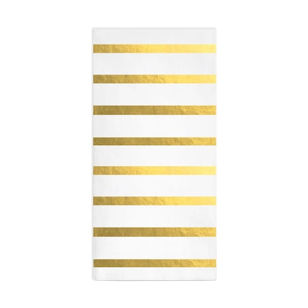 Smarty Had A Party White with Gold Stripes Paper Dinner Napkins 600 Napkins, 600PK 3195-CASE